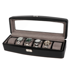 Luxury Leather 6 Watch Box with Glass Lid - Showcase Your Brand Watches