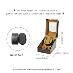 2 watch winders + extra 3 watch storage - organized in a classic style with a clear window