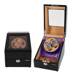 2 watch winders + extra 3 watch storage - organized in a classic style with a clear window