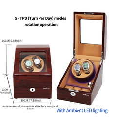 2 watch winders + extra 3 watch storage - organized in a classic style with a clear window
