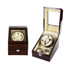 2 watch winders + extra 3 watch storage - organized in a classic style with a clear window