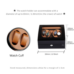 4 watch winders + extra 6 watch storage - organized in a classic style with a clear window