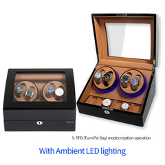 4 watch winders + extra 6 watch storage - organized in a classic style with a clear window