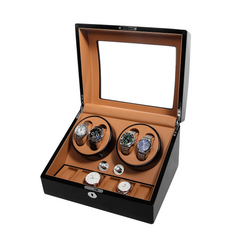 4 watch winders + extra 6 watch storage - organized in a classic style with a clear window