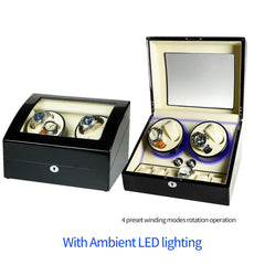 4 watch winders + extra 6 watch storage - organized in a classic style with a clear window