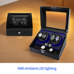 4 watch winders + extra 6 watch storage - organized in a classic style with a clear window