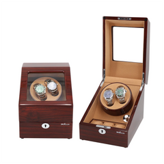 2 watch winders + extra 3 watch storage - organized in a classic style with a clear window