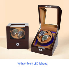 Enrouleur à double montre avec fenêtre transparente en couleur de chêne