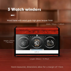 Triple Watch Winders With Drawer - Keep Three Watches Running with Precision