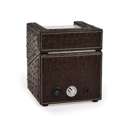 Single Watch Winder In Ostrich leather texture With See-Through Window - Showcase Your Watch