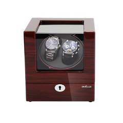 Double Watch Winder with clear Window In Oak Color