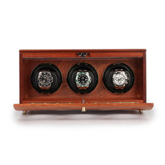 Triple Wood Watch Winders For Automatic Watches - Winder On Watch