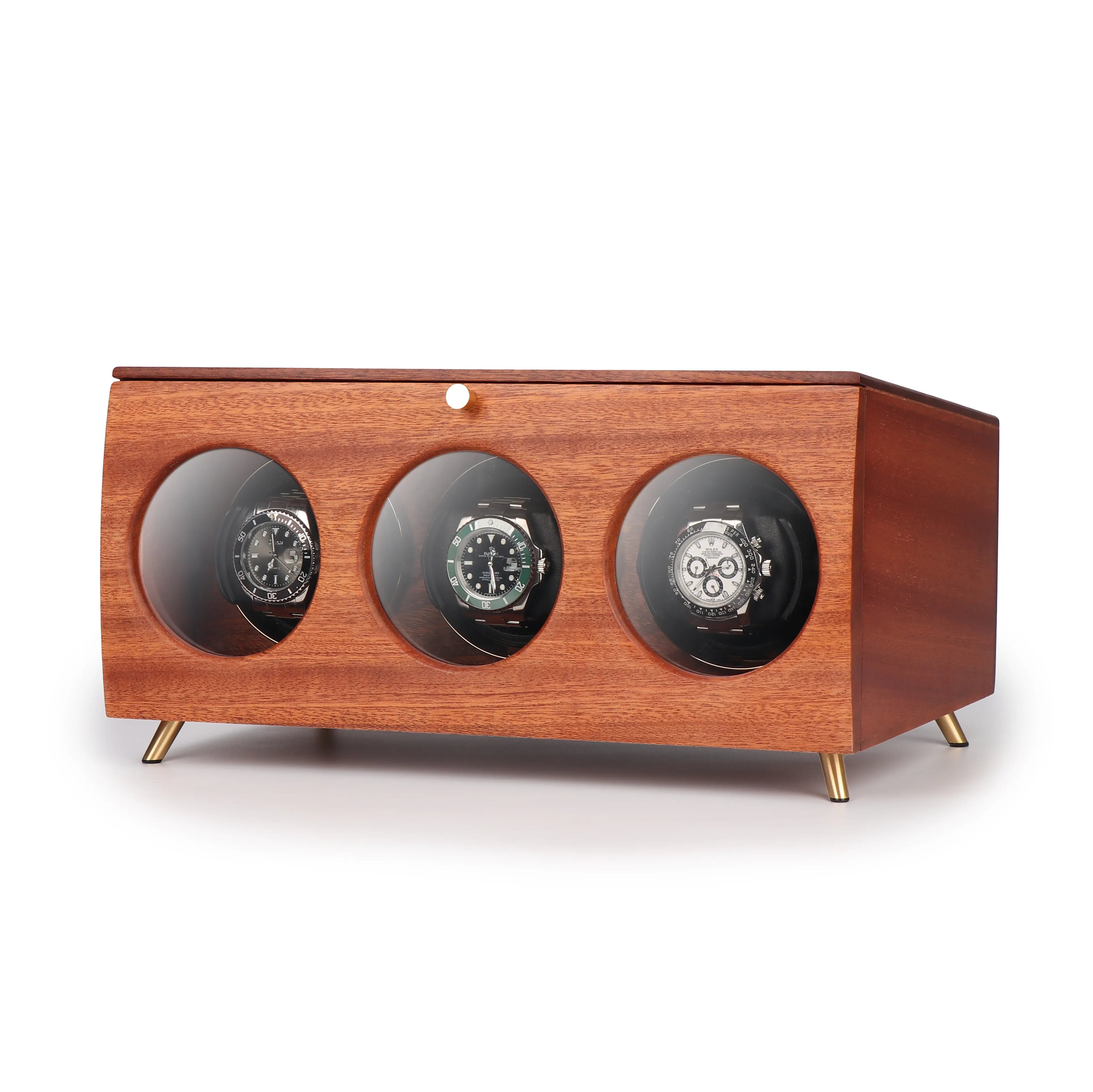Triple Wood Watch Winders For Automatic Watches Winder On Watch