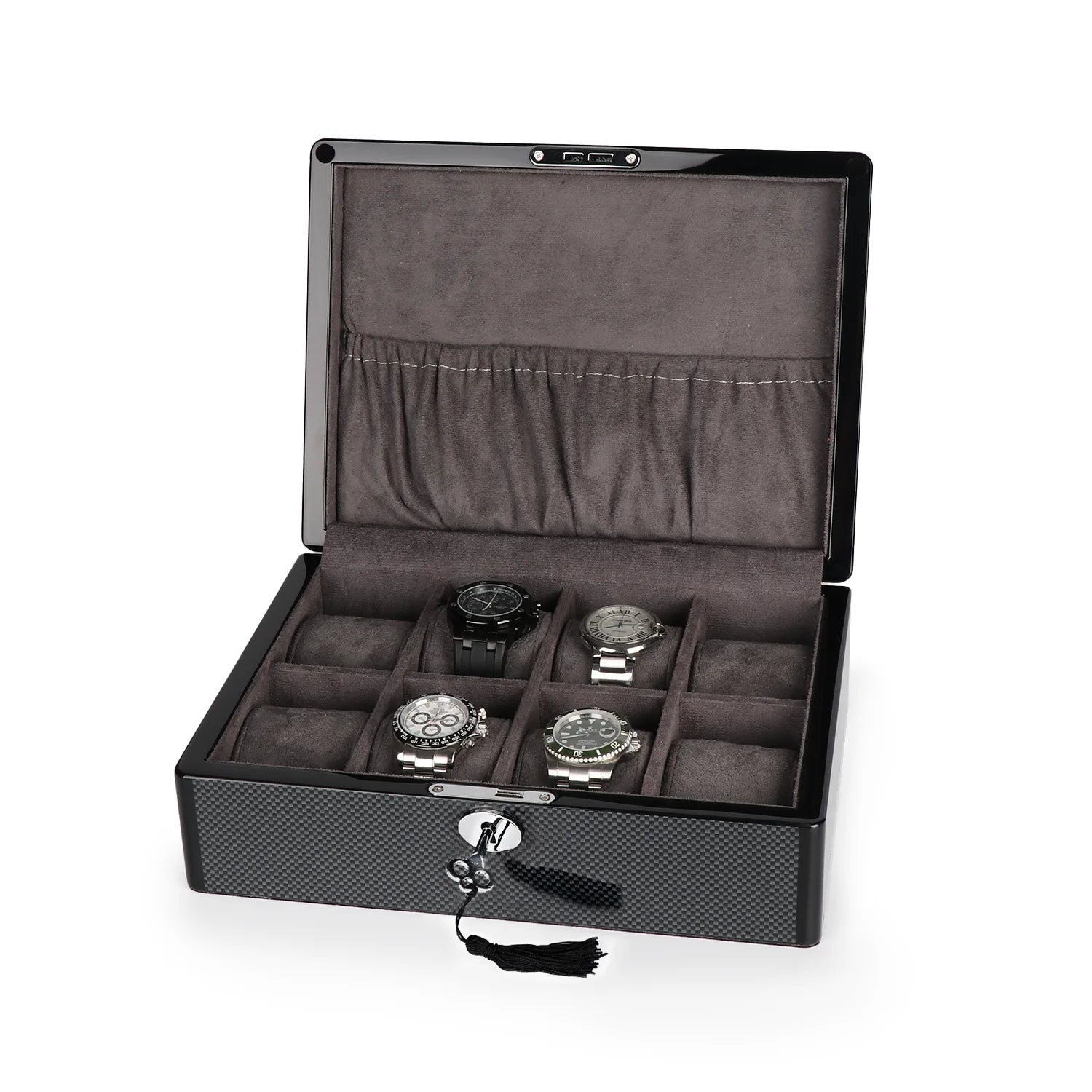 Watch Box Texture 8 Watch Box in Carbon Fibre Finish Premium Quality - Carbon fiber colo ...