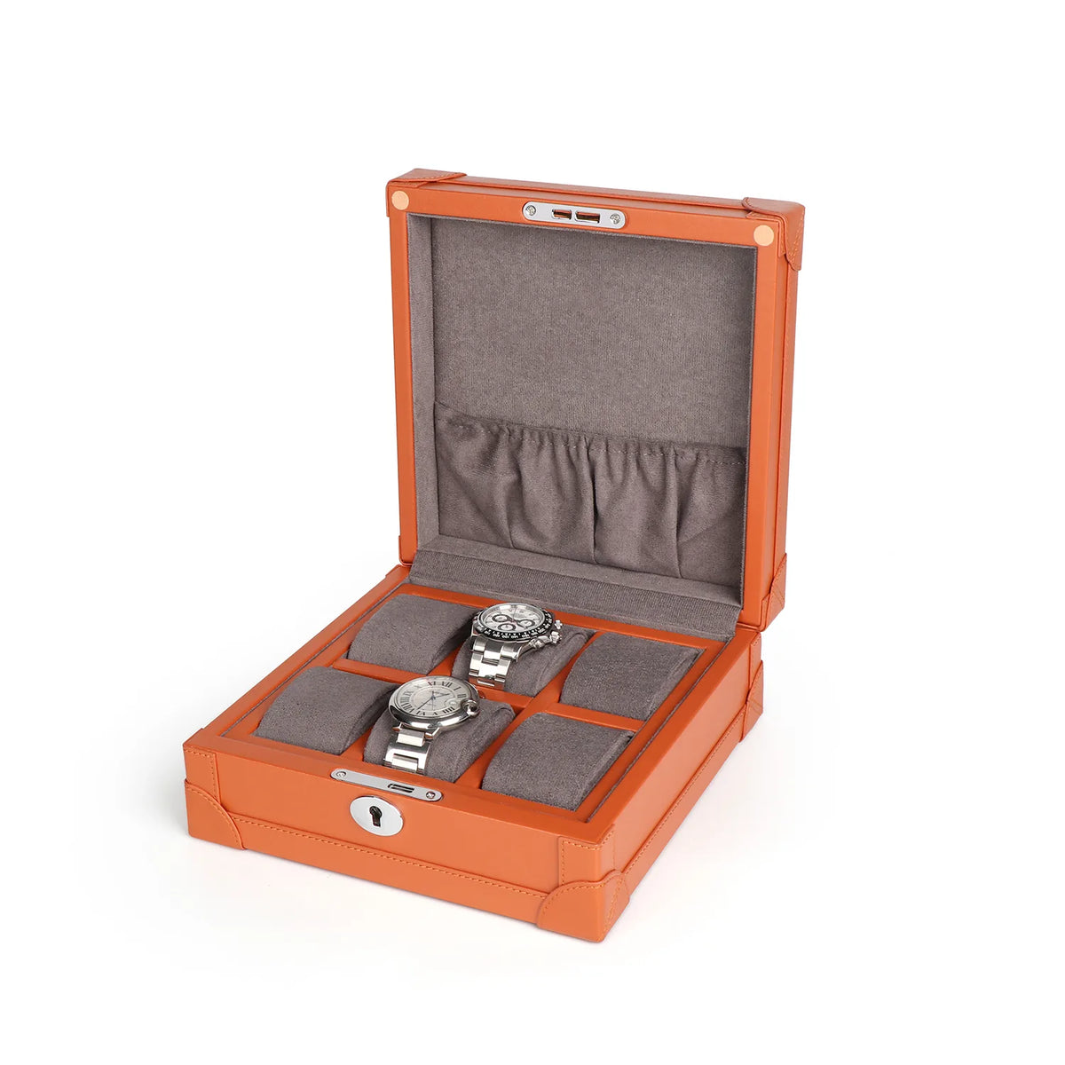 Luxury Leather Finish 6-Watch Box - Elevate Your Watch Collection