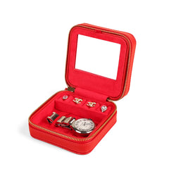 Compact 1-Watch Travel Case with Mini Jewelry Organizer - Stylish Protection