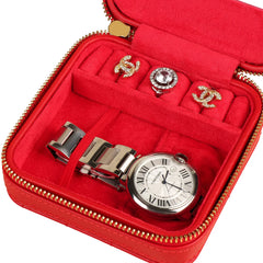 Compact 1-Watch Travel Case with Mini Jewelry Organizer - Stylish Protection