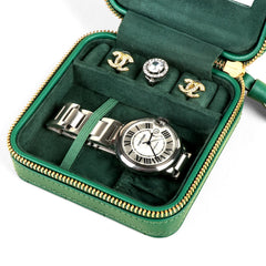 Compact 1-Watch Travel Case with Mini Jewelry Organizer - Stylish Protection