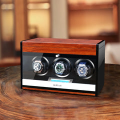 Triple Watch Winders With Drawer - Keep Three Watches Running with Precision