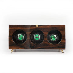 Triple Wood Watch Winders For Automatic Watches - Winder On Watch