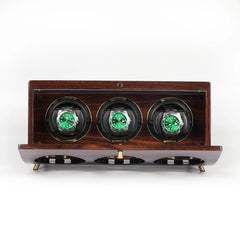 Triple Wood Watch Winders For Automatic Watches - Winder On Watch