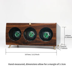 Triple Wood Watch Winders For Automatic Watches - Winder On Watch