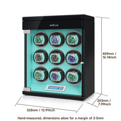 Luxuriöser Uhrenbeweger für 9 Uhren mit zusätzlichem Stauraum – Perfekt für Uhrensammler
