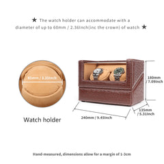 Double Watch Winders In Ostrich leather texture With Clear Window