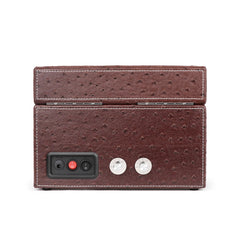 Double Watch Winders In Ostrich leather texture With Clear Window