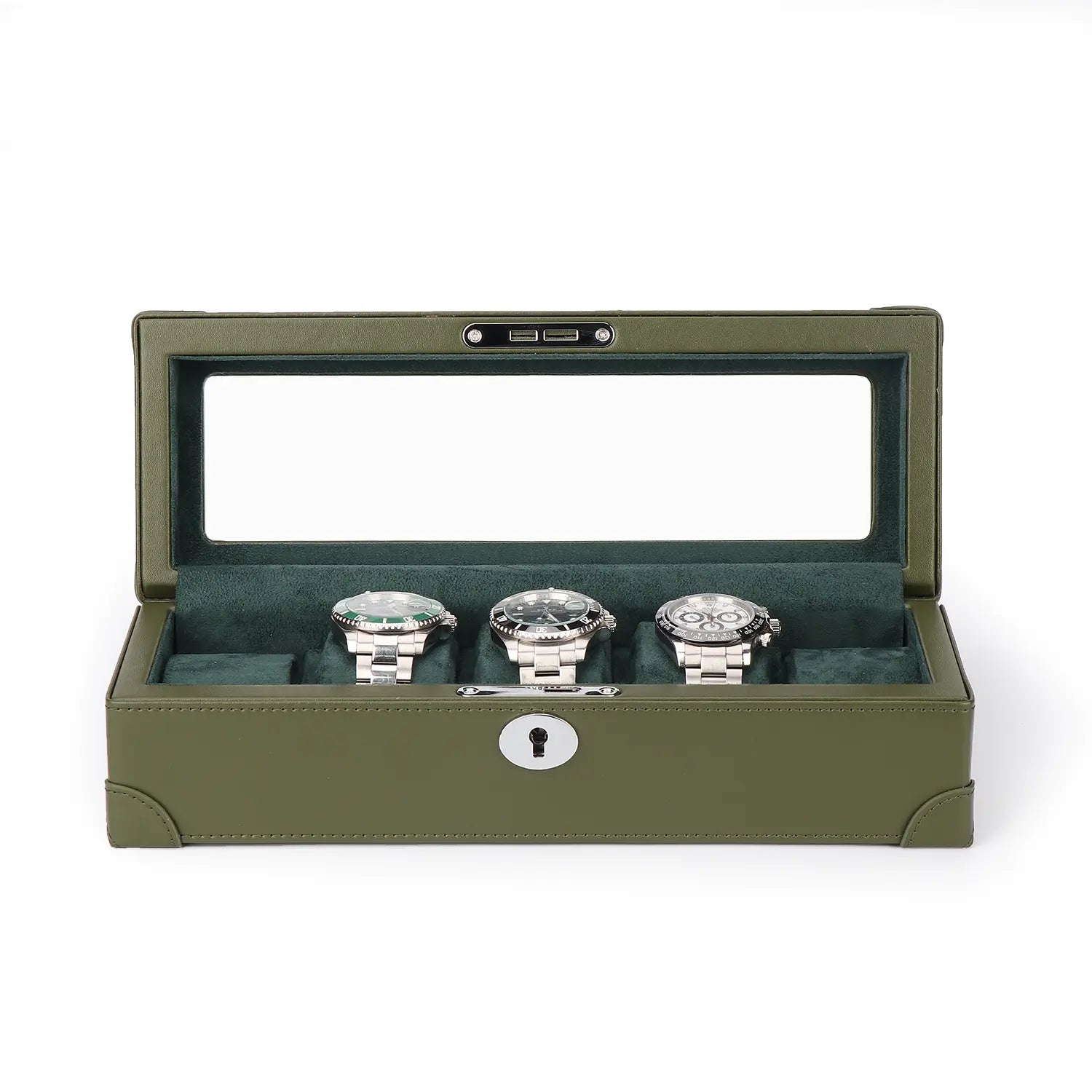 Watch Box Window Display Luxury Leather Finish 5-Watch Window Box - Ideal Gift for Watch Lovers ...