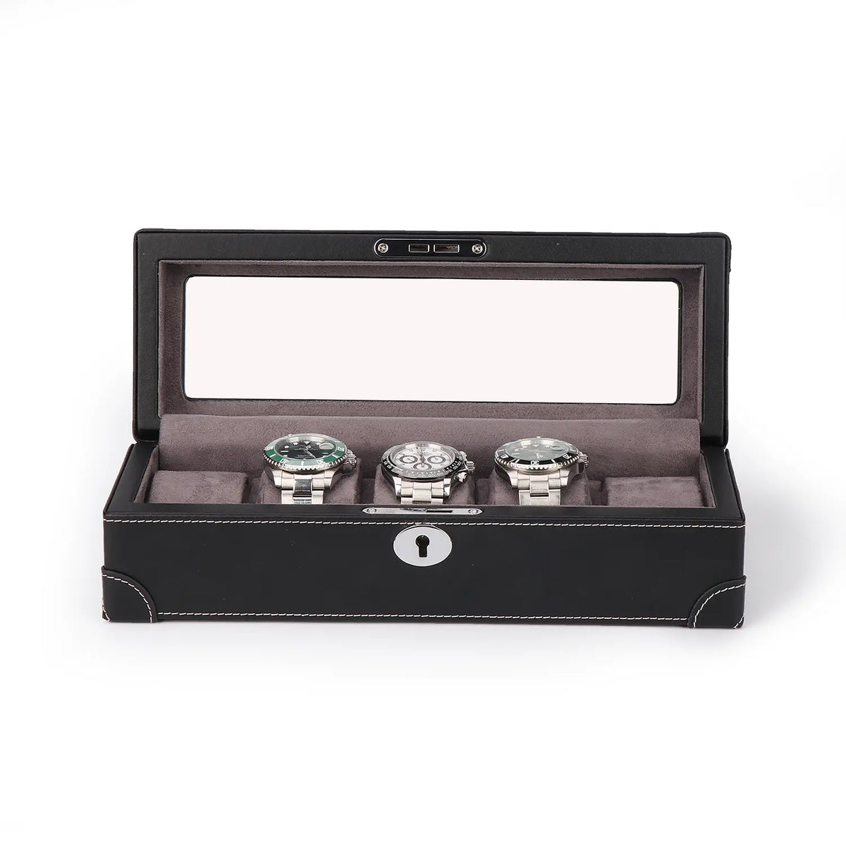 Luxury Leather Finish 5-Watch Window Box - Showcase Your Watch Collection