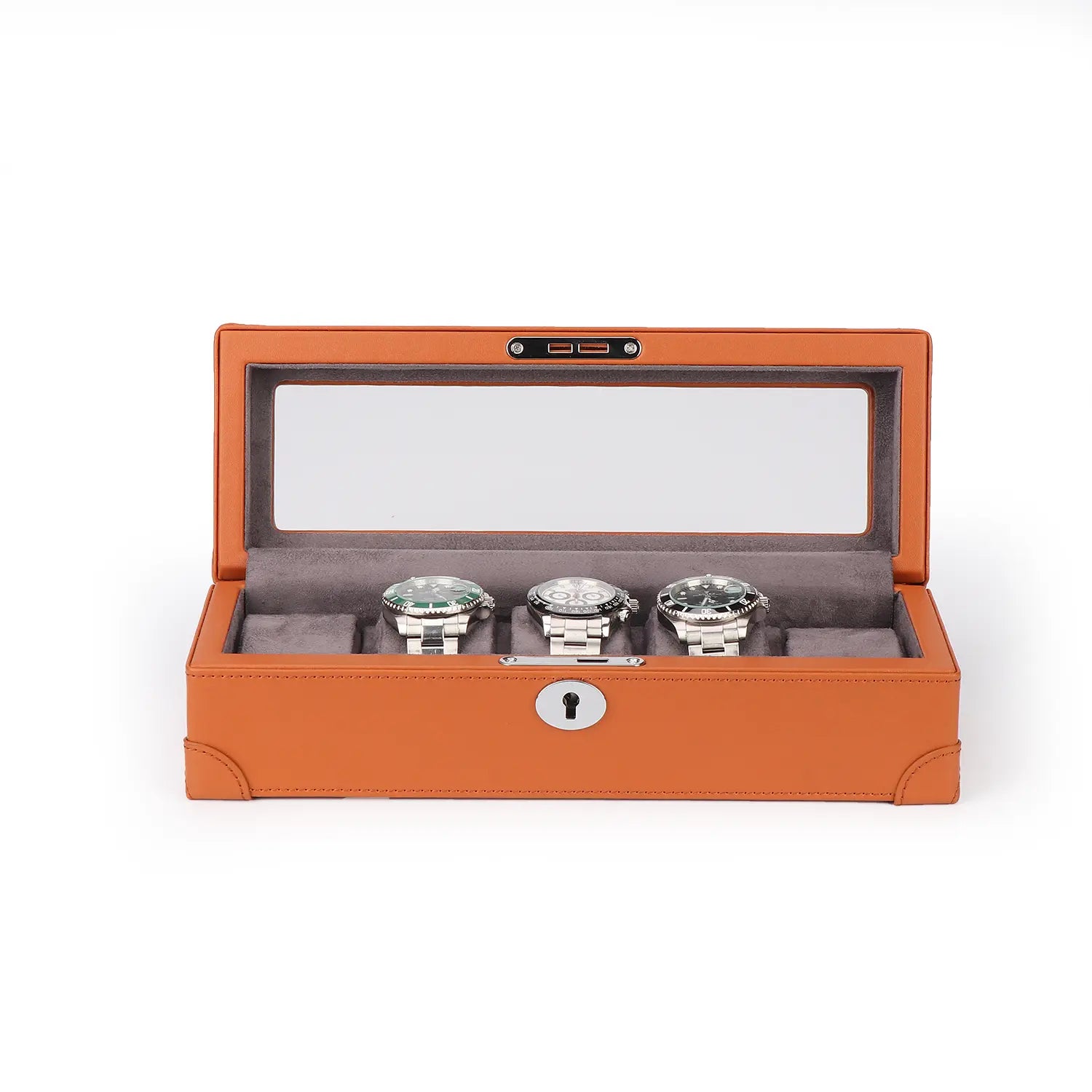 Watch Box Window Display Luxury Leather Finish 5-Watch Window Box - Ideal Gift for Watch Lovers ...