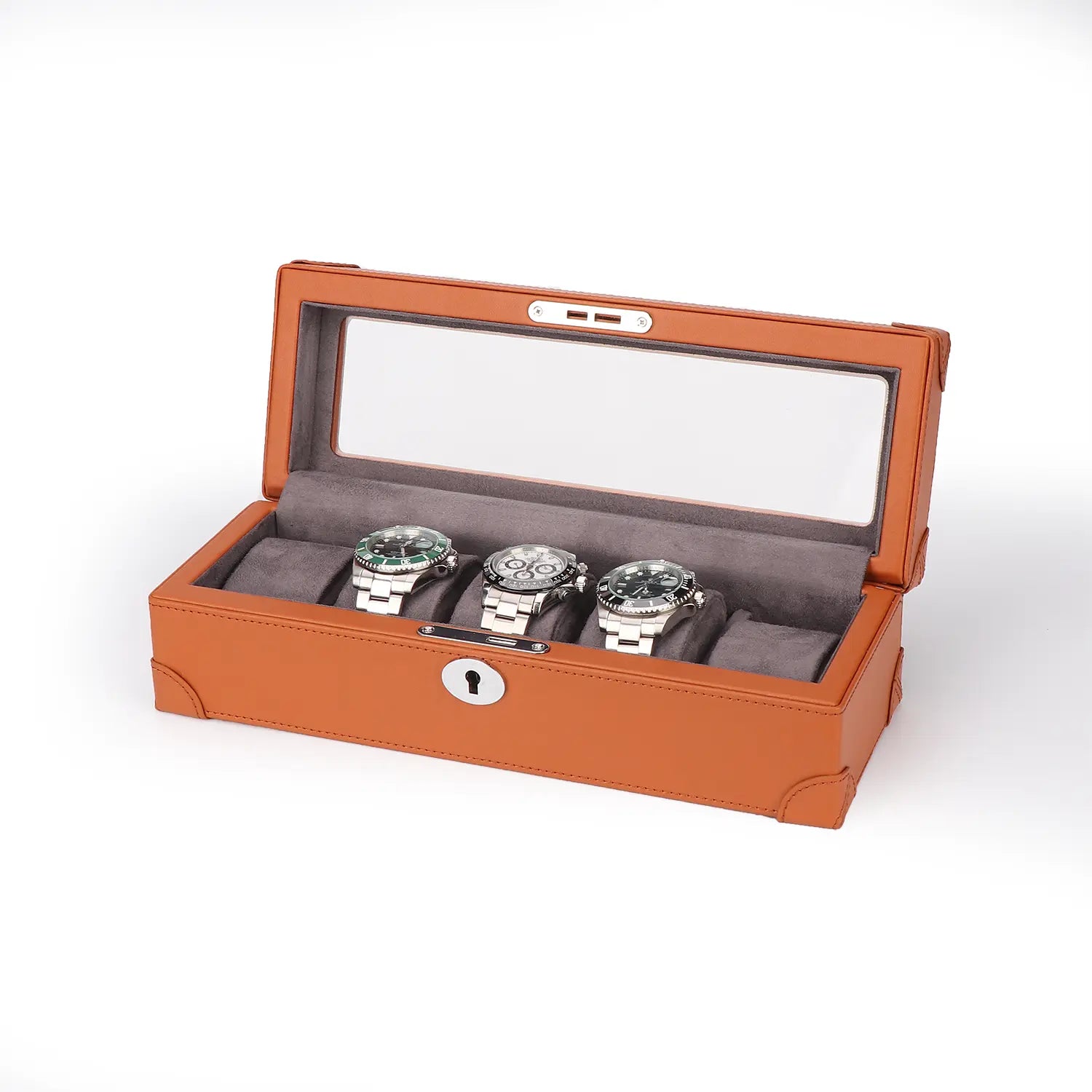 Watch Box Window Display Luxury Leather Finish 5-Watch Window Box - Ideal Gift for Watch Lovers ...