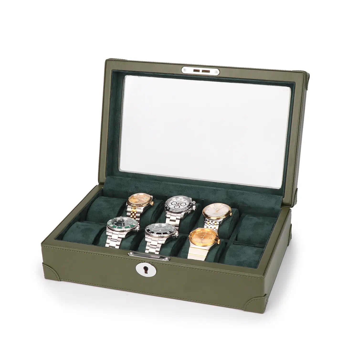 Watch Box Window Display Luxury Leather Finish 10-Watch Window Box - Ideal Gift for Watch Lover ...