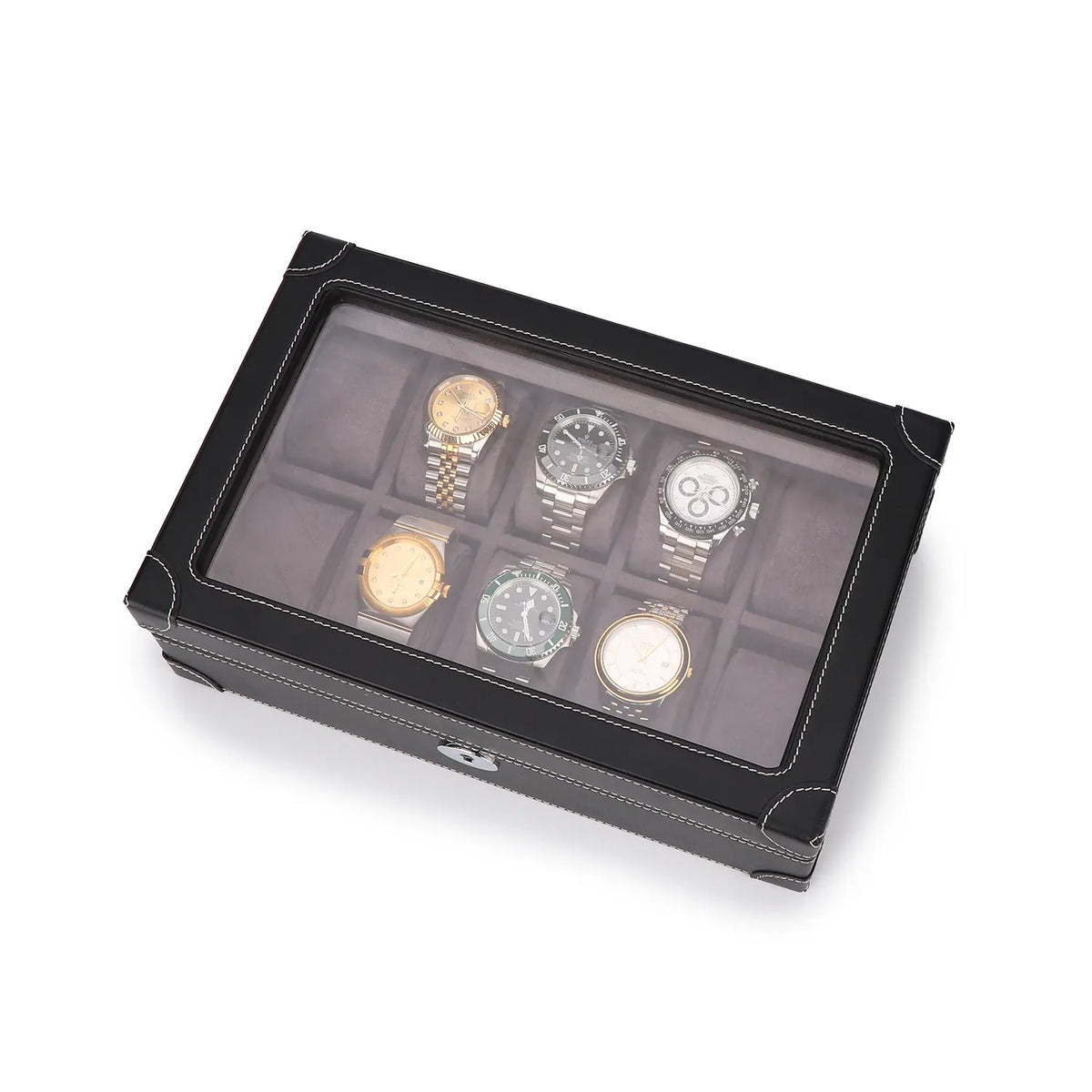 Luxury Leather Finish 10-Watch Window Box - Ideal Gift for Watch Lovers