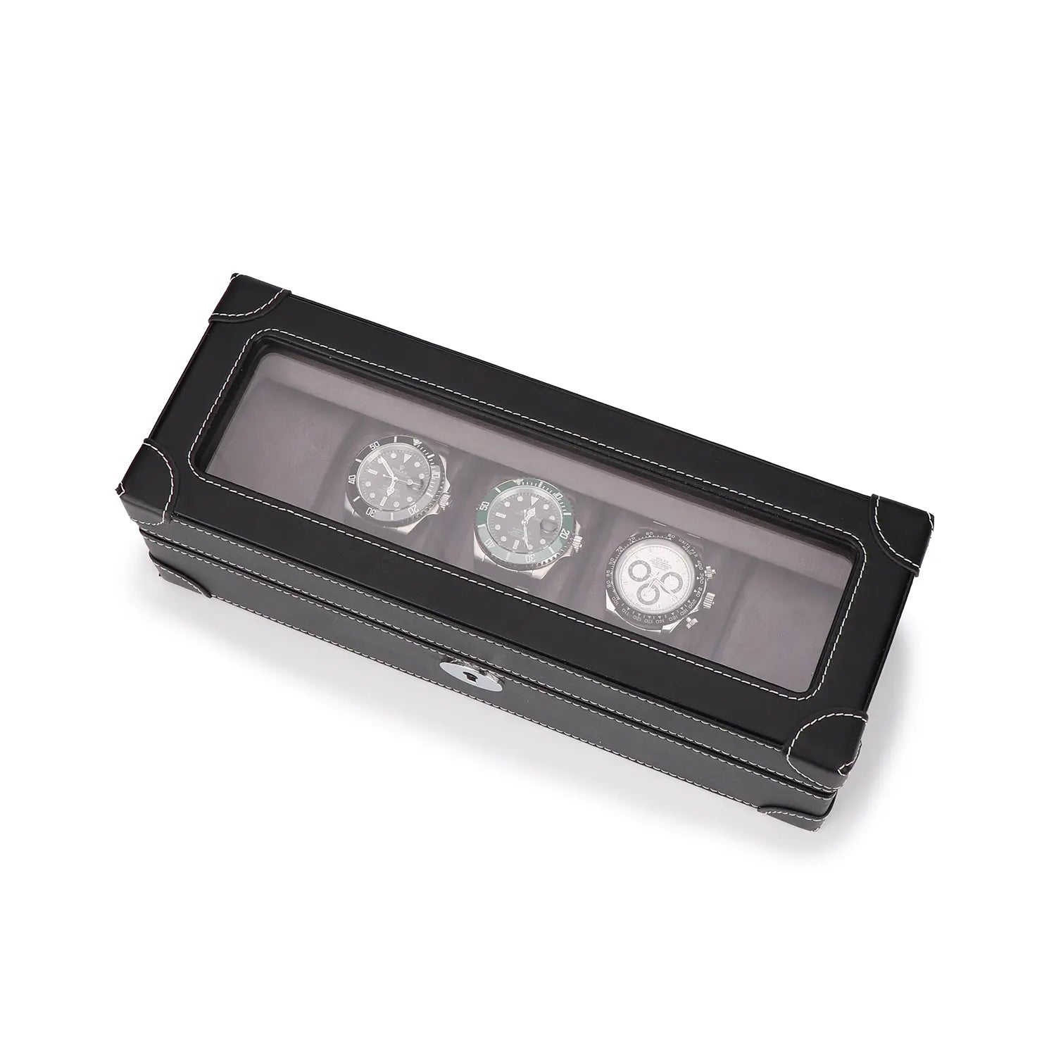 Watch Box Window Display Luxury Leather Finish 5-Watch Window Box - Ideal Gift for Watch Lovers ...