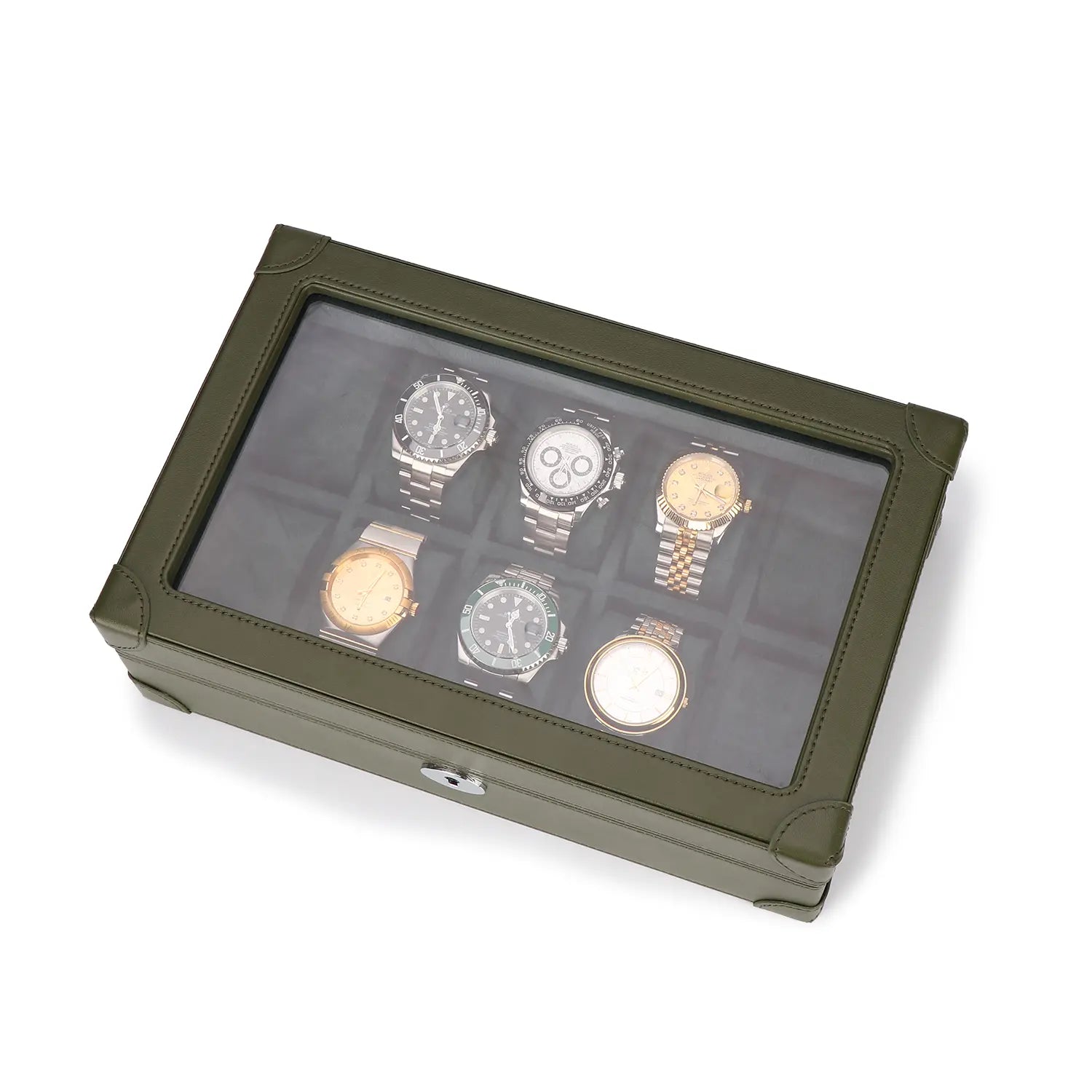 Watch Box Window Display Luxury Leather Finish 10-Watch Window Box - Ideal Gift for Watch Lover ...