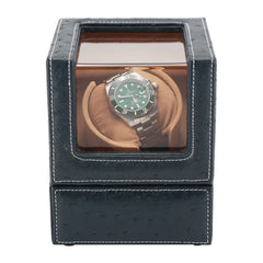 Single Watch Winder In Ostrich leather texture With See-Through Window - Showcase Your Watch