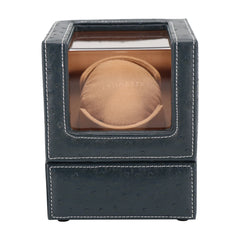 Single Watch Winder In Ostrich leather texture With See-Through Window - Showcase Your Watch