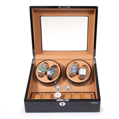 4 watch winders + extra 6 watch storage - organized in a classic style with a clear window