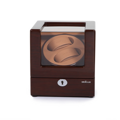 Double Watch Winder with clear Window In Oak Color